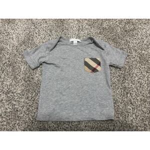 Burberry Boys Short Sleeve Pocket Plaid Tee, Gray, 2T